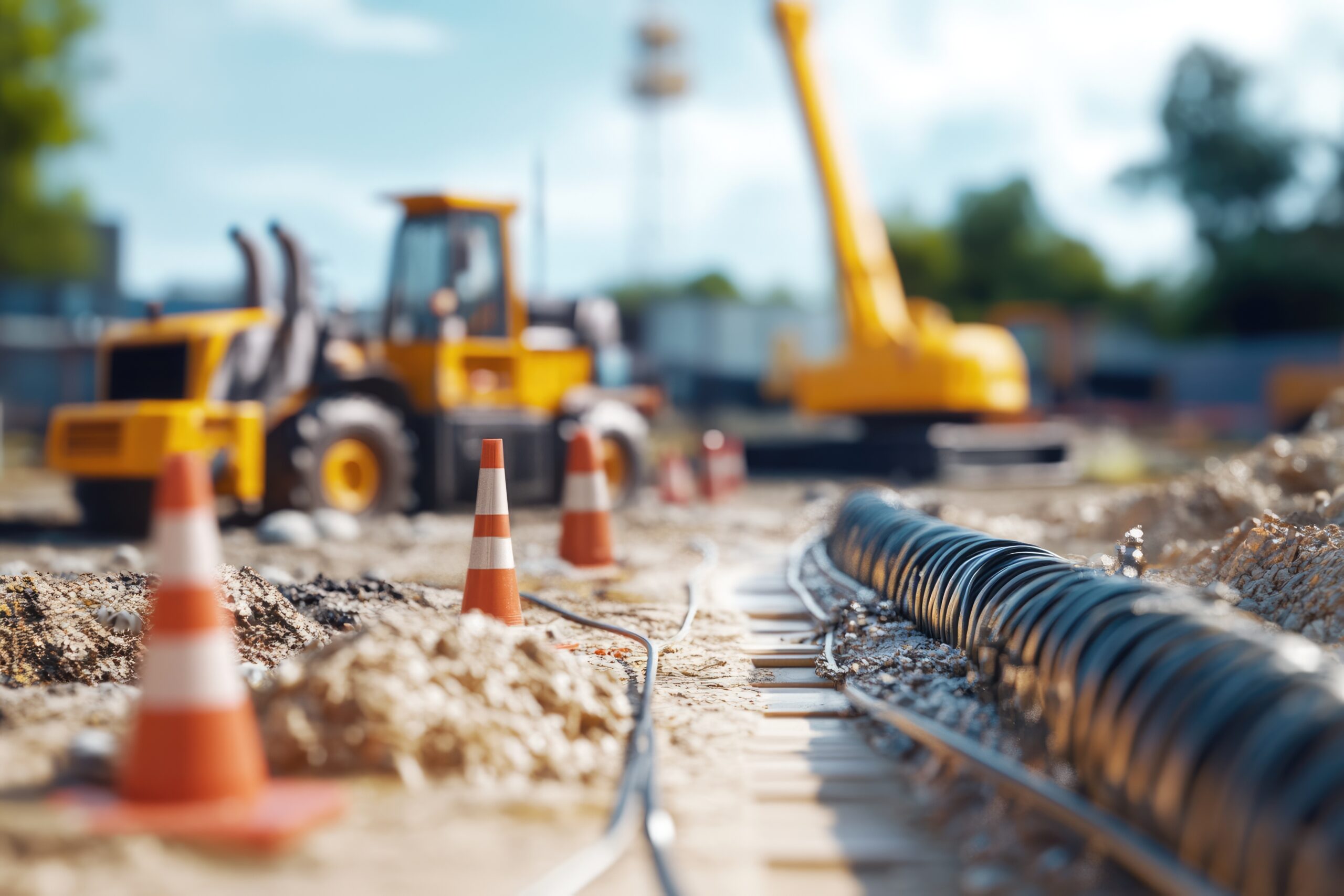 Construction site and Broadband cable to develop rural areas  Broadband cable to develop rural areas