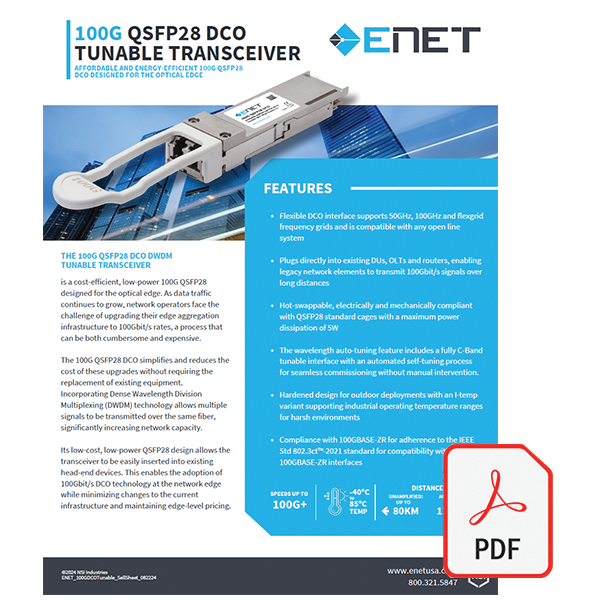 100G DCO Tunable Transceiver