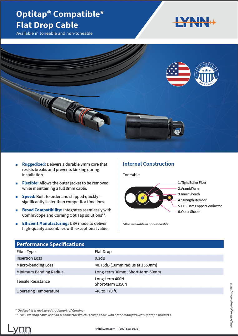 Optitap® Compatible*<br />
Flat Drop Cable